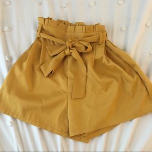 yellow paperbag shorts